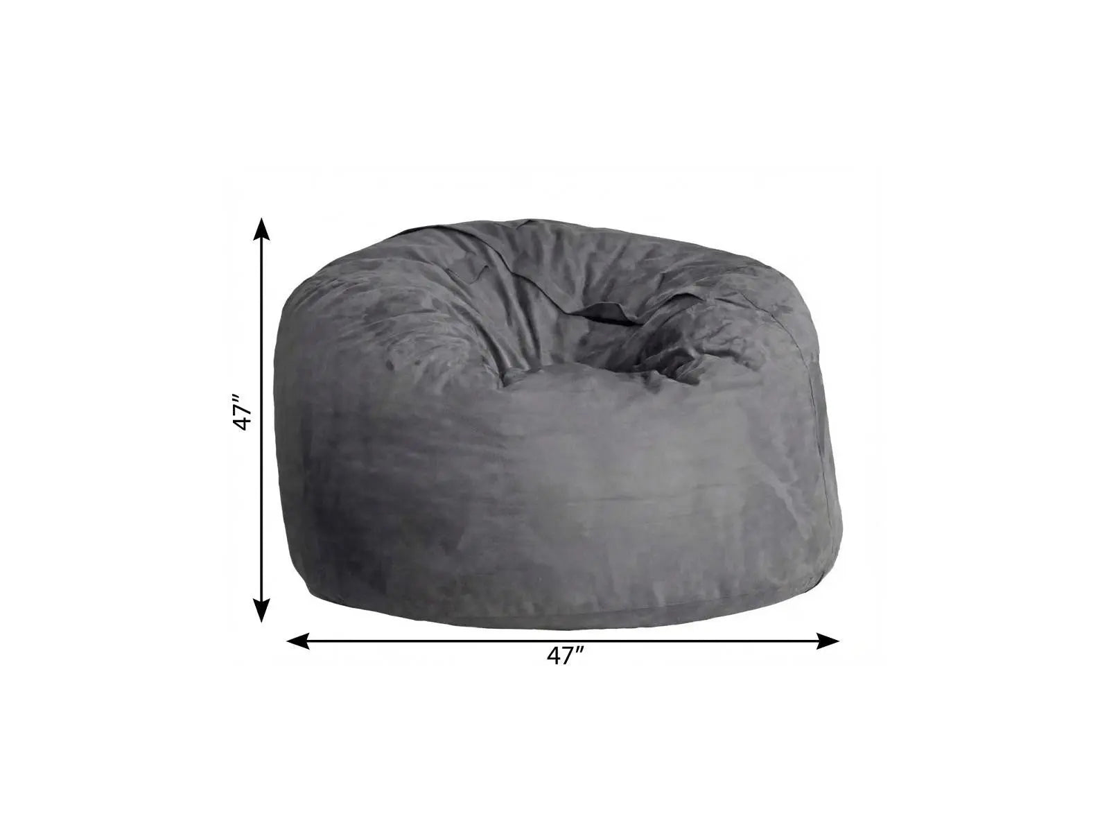 47" Charcoal Microsuede Classic Bean Bag Homeroots Living Room