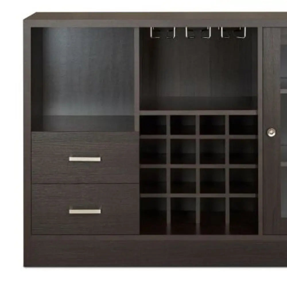 47" Espresso Solid Wood Frame With Five Shelves And Two Drawers Homeroots Kitchen & Dining