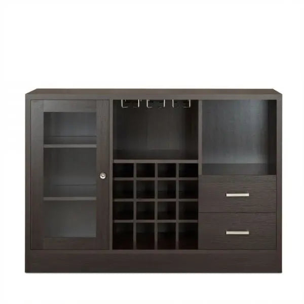 47" Espresso Solid Wood Frame With Five Shelves And Two Drawers Homeroots Kitchen & Dining