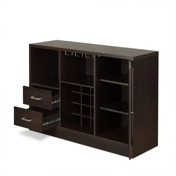 47" Espresso Solid Wood Frame With Five Shelves And Two Drawers Homeroots Kitchen & Dining