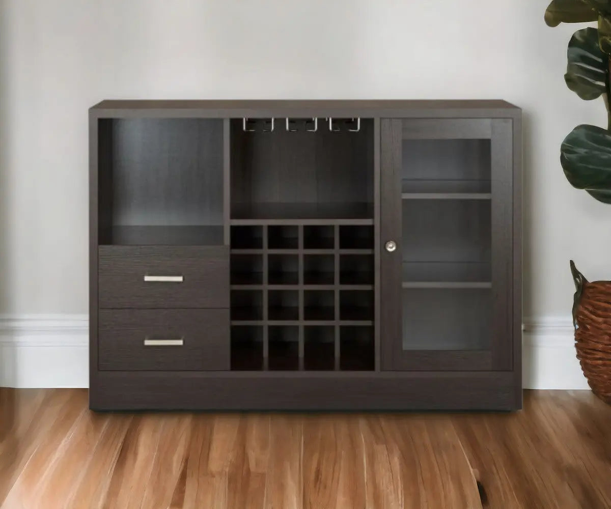 47" Espresso Solid Wood Frame With Five Shelves And Two Drawers Homeroots Kitchen & Dining
