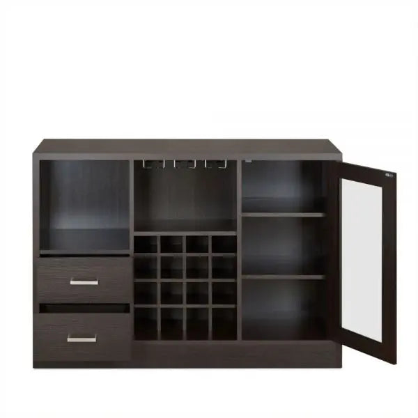 47" Espresso Solid Wood Frame With Five Shelves And Two Drawers Homeroots Kitchen & Dining