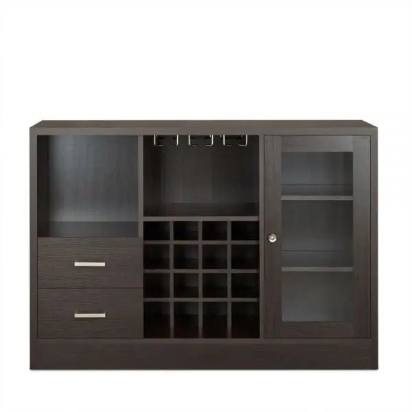 47" Espresso Solid Wood Frame With Five Shelves And Two Drawers Homeroots Kitchen & Dining