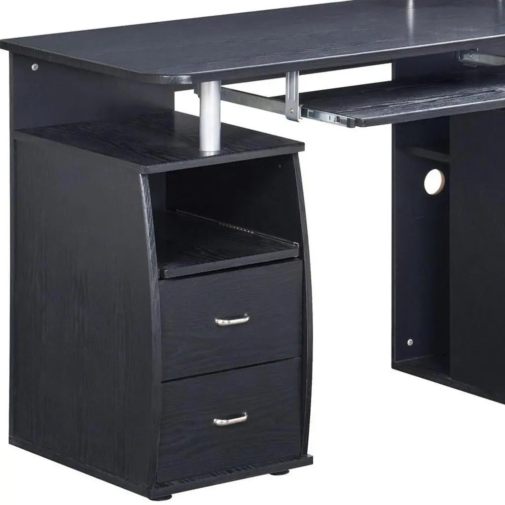 47" Espresso Wood Pedestal Computer Desk With Two Drawers Homeroots Office