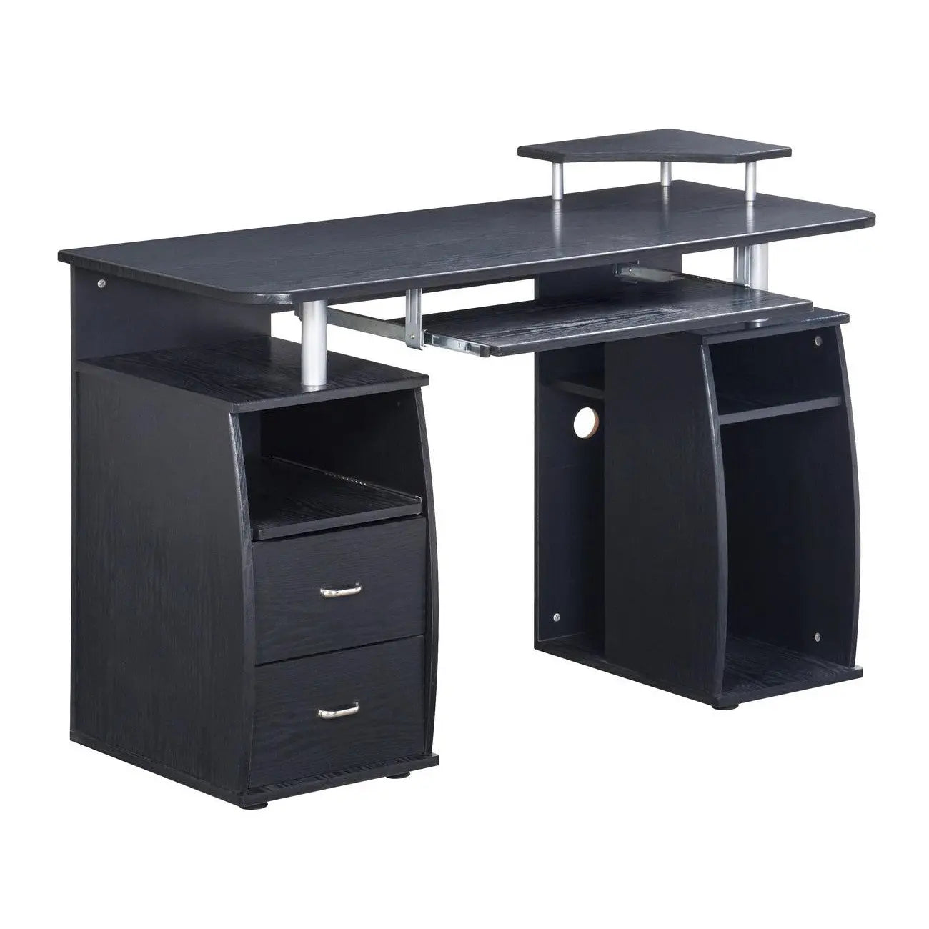 47" Espresso Wood Pedestal Computer Desk With Two Drawers Homeroots Office