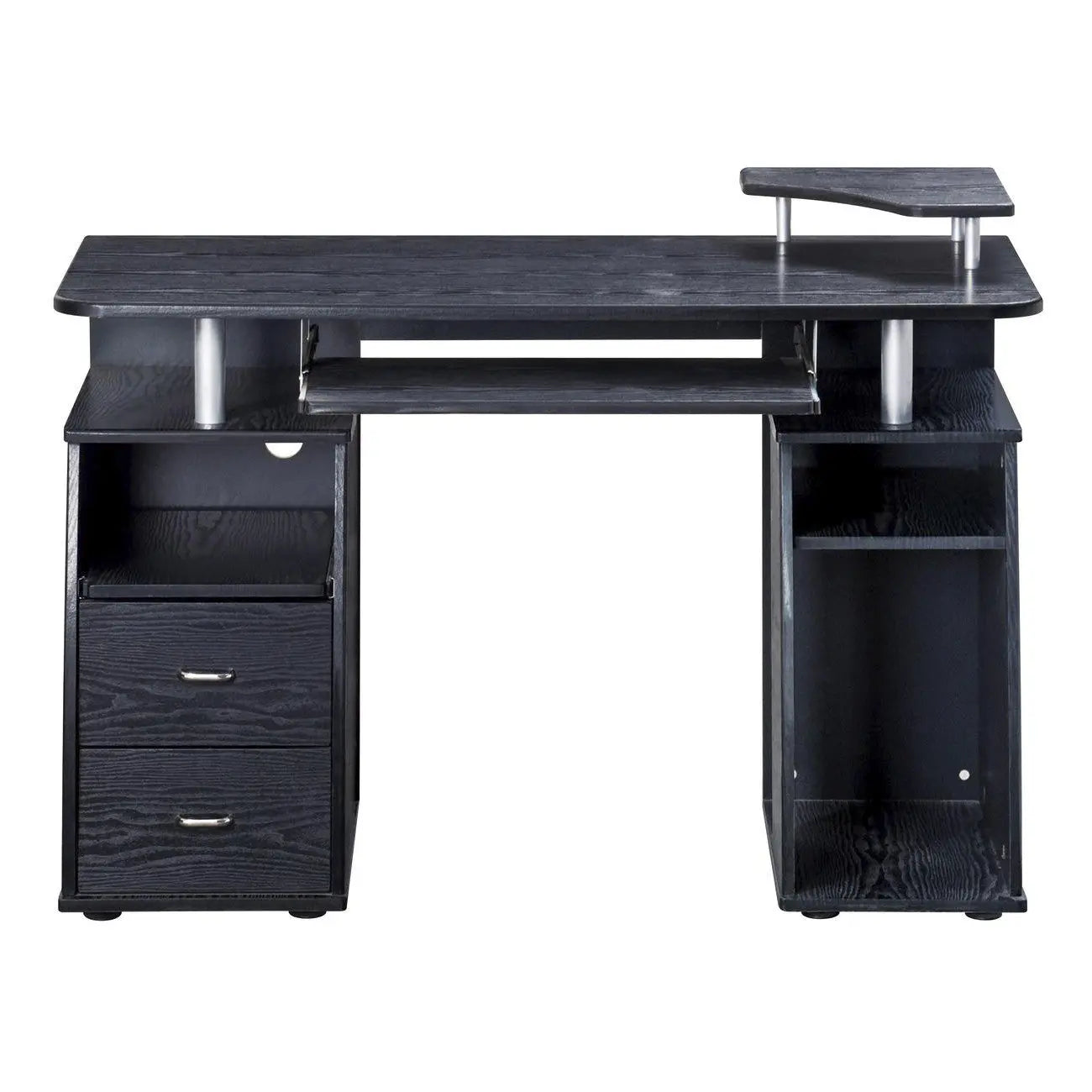 47" Espresso Wood Pedestal Computer Desk With Two Drawers Homeroots Office