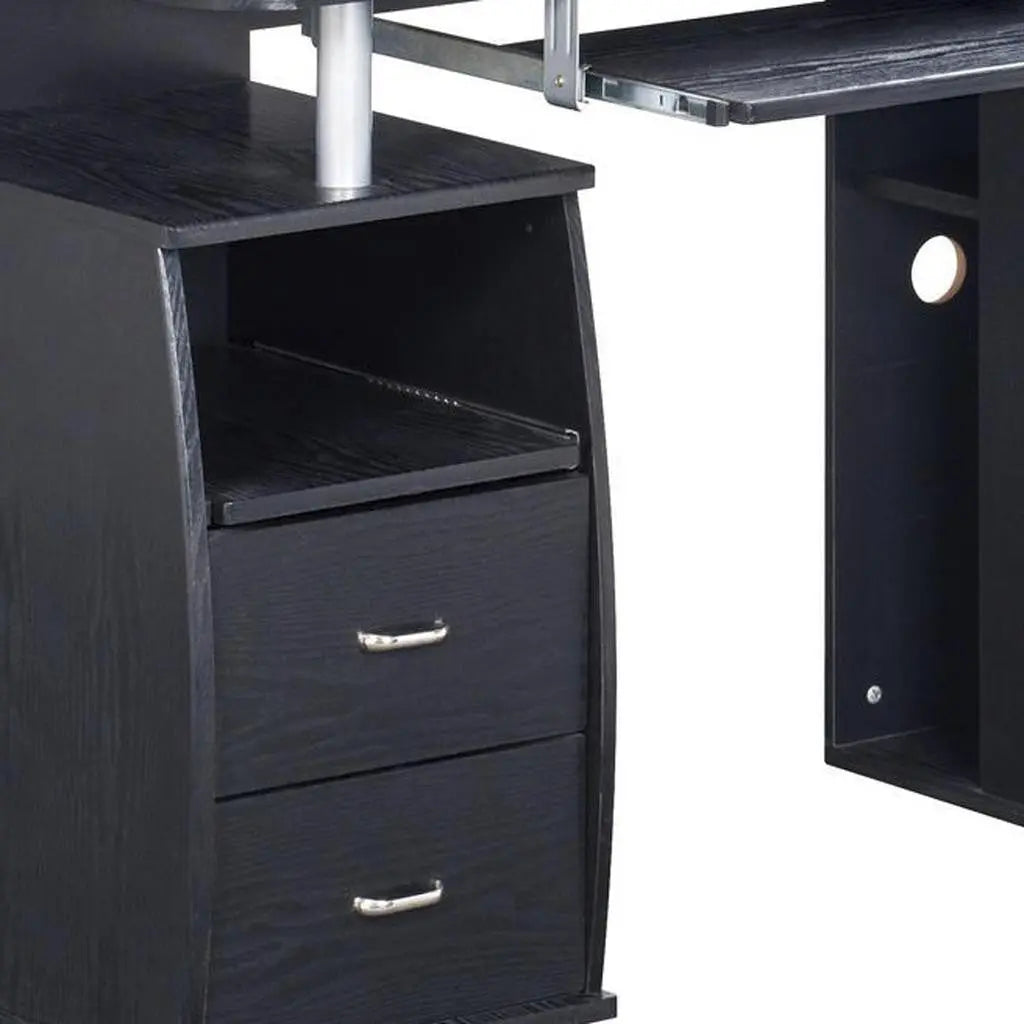 47" Espresso Wood Pedestal Computer Desk With Two Drawers Homeroots Office