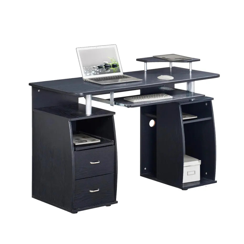 47" Espresso Wood Pedestal Computer Desk With Two Drawers Homeroots Office