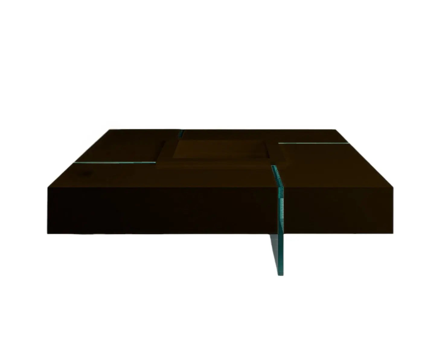 47" Espresso and Clear Wood and Glass Square Coffee Table Homeroots Living Room