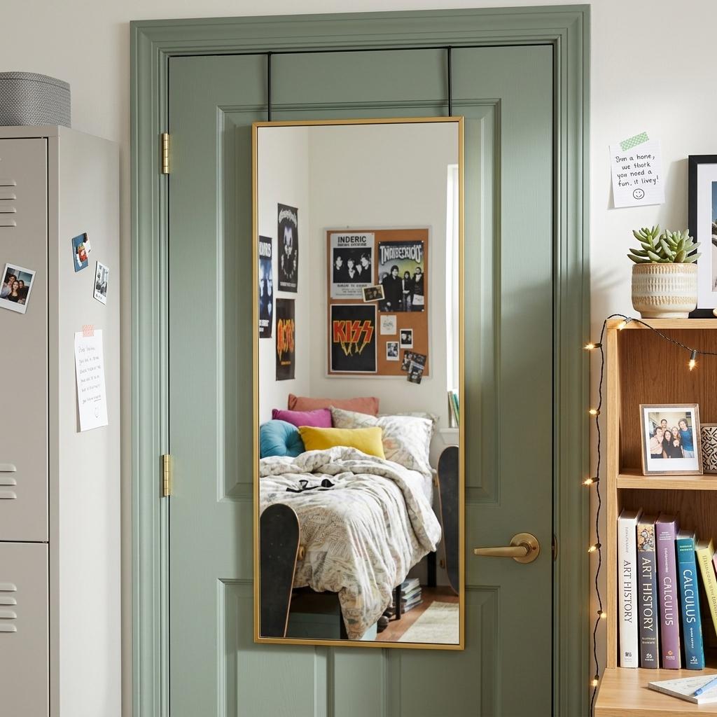 47" Gold Aluminum Over the Door Framed Accent Mirror Homeroots Bed & Bath
