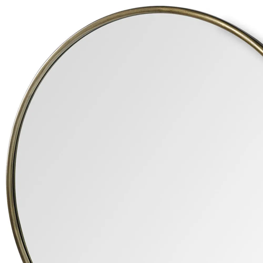 47" Gold Round Metal Framed Accent Mirror Homeroots Bed & Bath