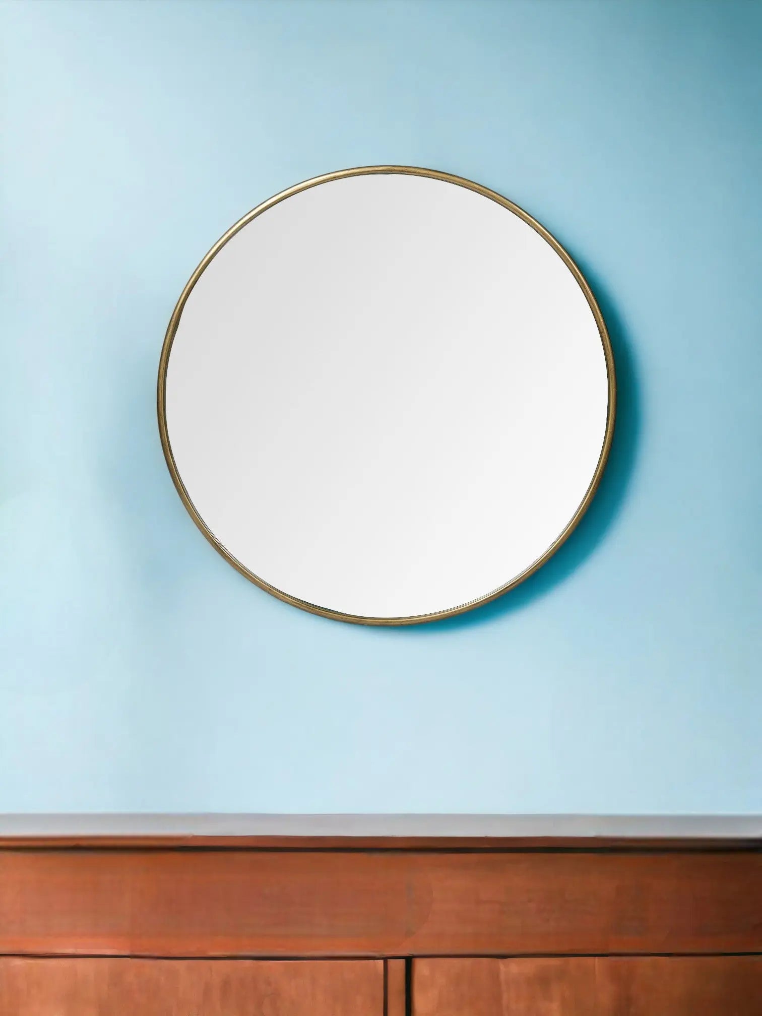 47" Gold Round Metal Framed Accent Mirror Homeroots Bed & Bath