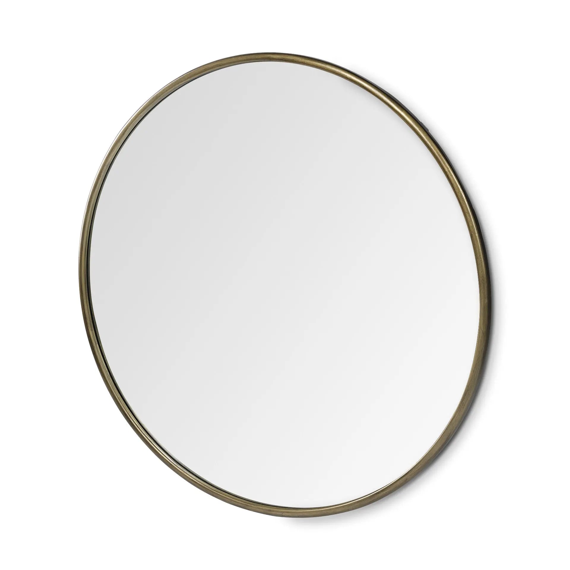 47" Gold Round Metal Framed Accent Mirror Homeroots Bed & Bath