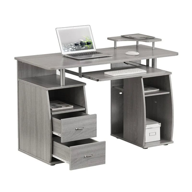 47" Gray Wood Pedestal Computer Desk With Two Drawers Homeroots