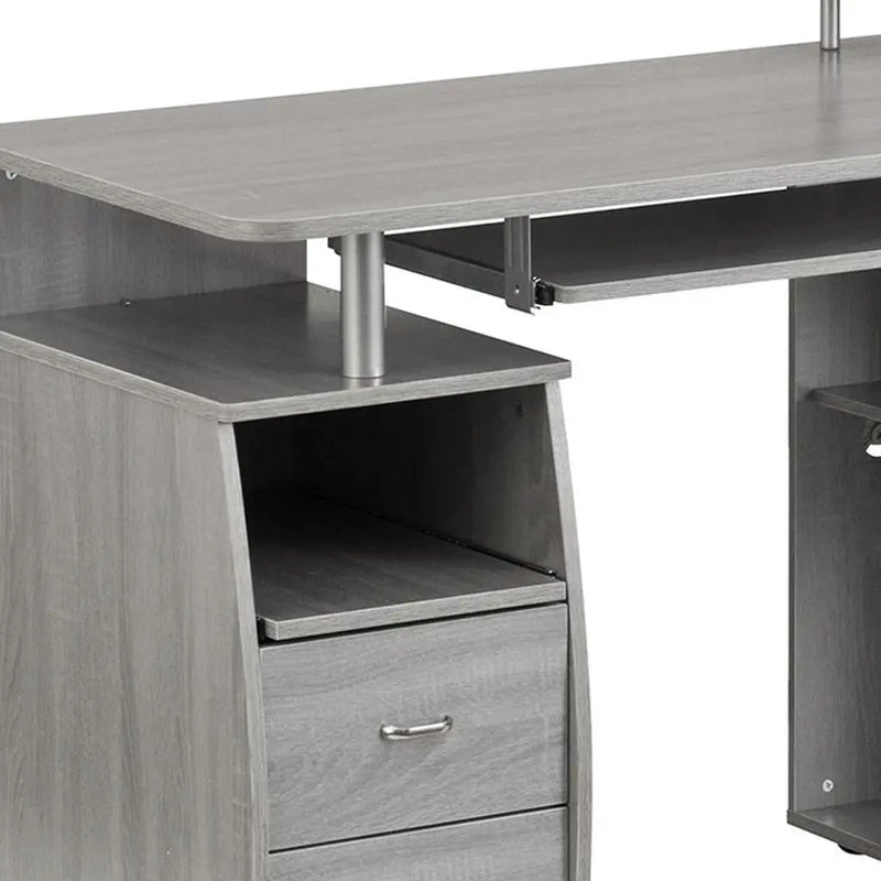 47" Gray Wood Pedestal Computer Desk With Two Drawers Homeroots