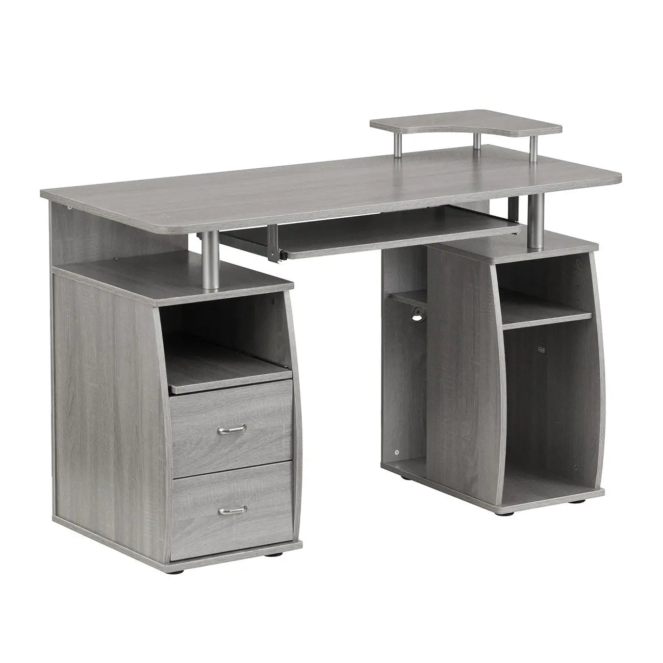 47" Gray Wood Pedestal Computer Desk With Two Drawers Homeroots