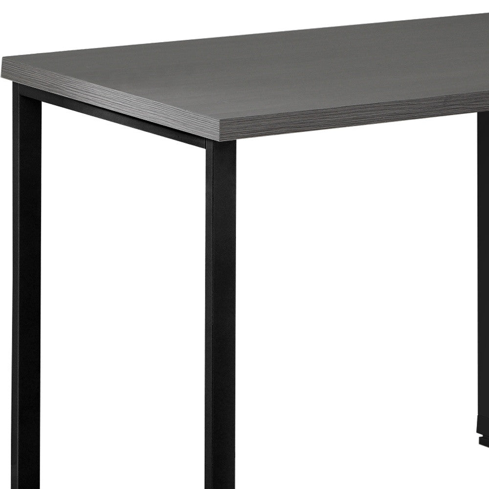 47" Gray and Black L Shape Computer Desk With Three Drawers - GreatEagleInc