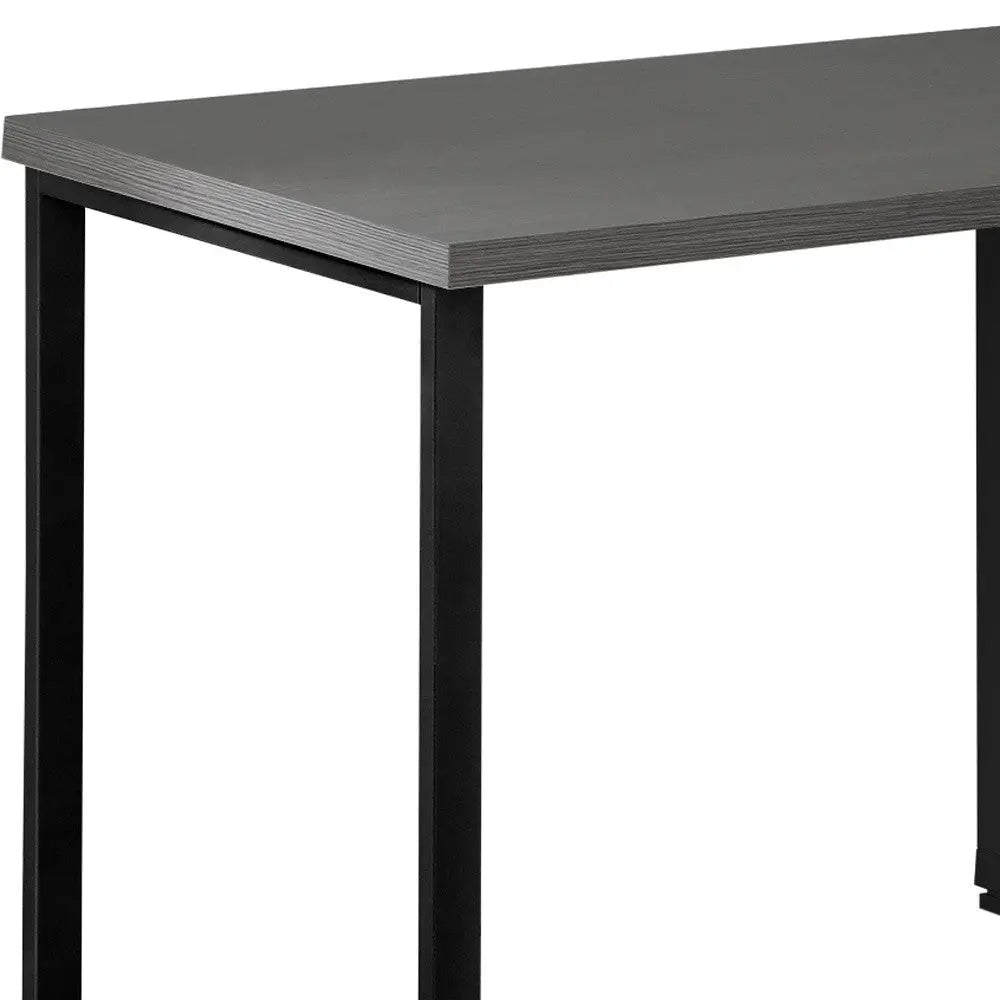 47" Gray and Black L Shape Computer Desk With Three Drawers - GreatEagleInc
