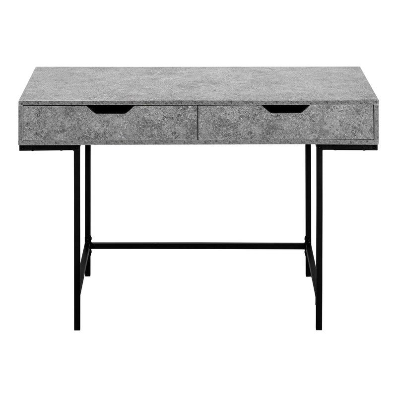 47" Gray and Black Wood and Metal H-Shape Computer Desk With Two Drawers Homeroots Office