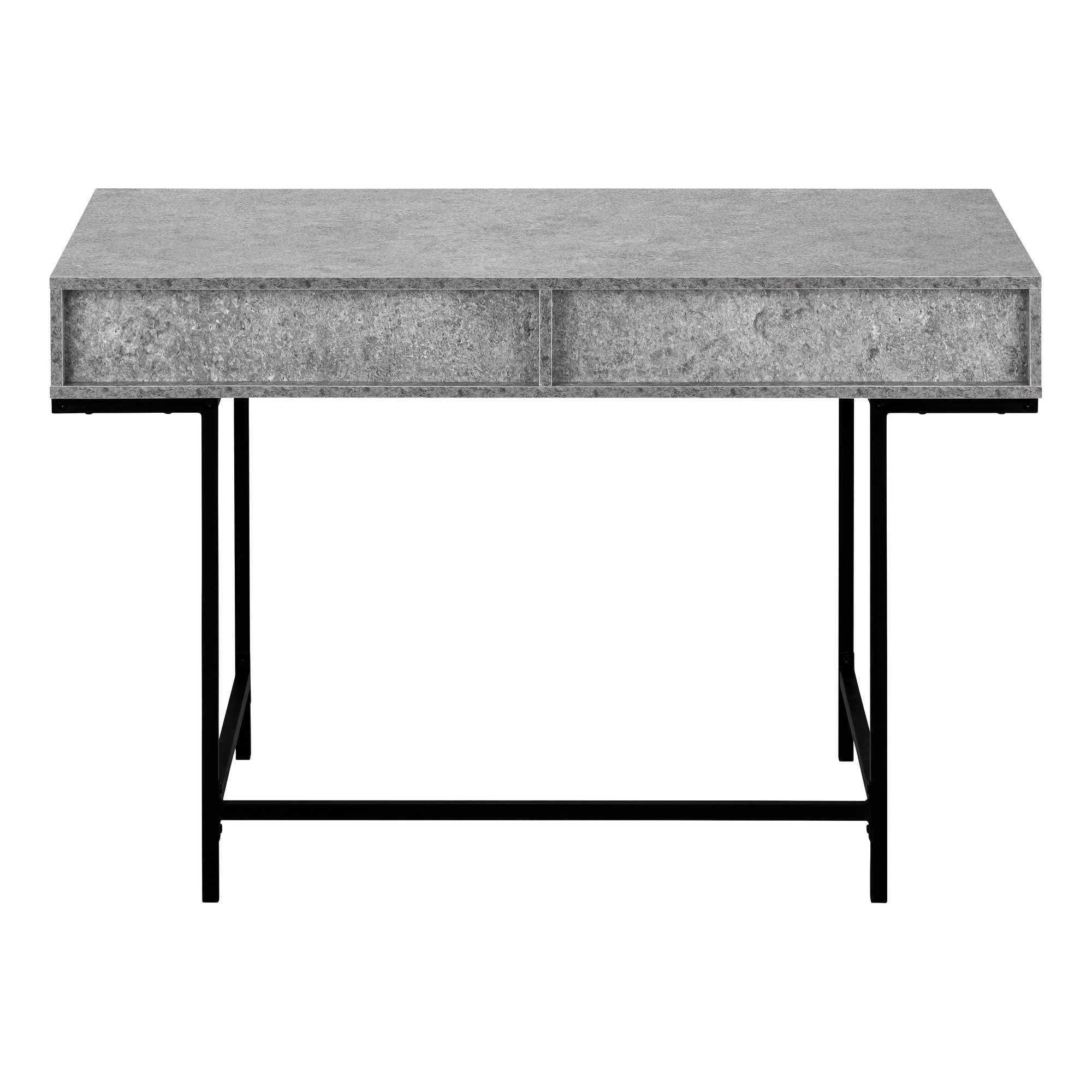 47" Gray and Black Wood and Metal H-Shape Computer Desk With Two Drawers Homeroots Office
