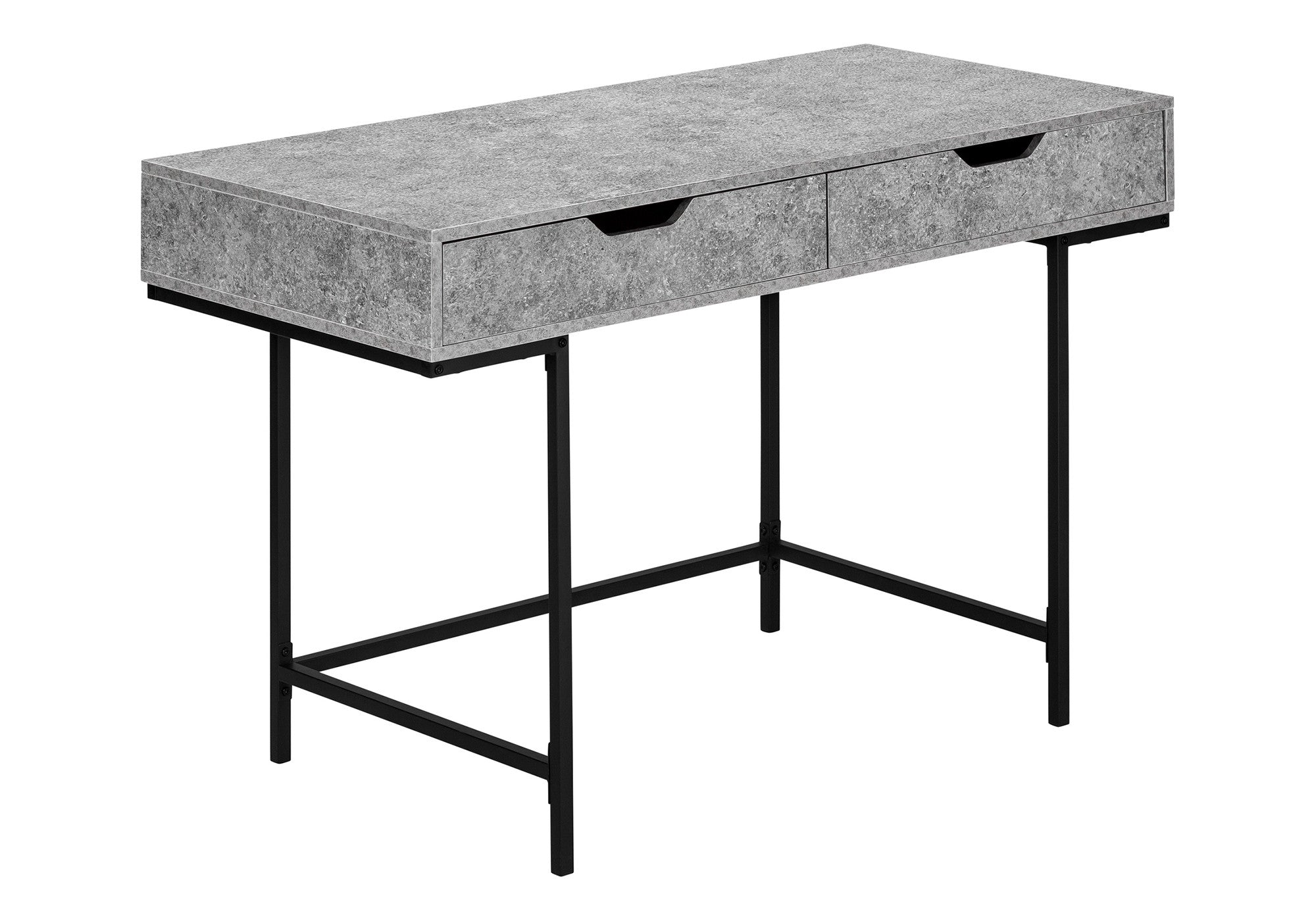 47" Gray and Black Wood and Metal H-Shape Computer Desk With Two Drawers Homeroots Office