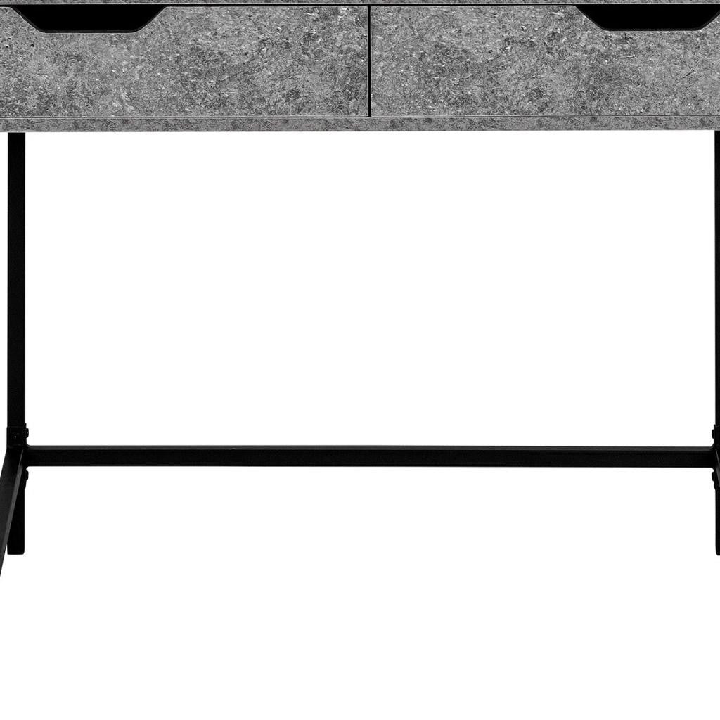 47" Gray and Black Wood and Metal H-Shape Computer Desk With Two Drawers Homeroots Office