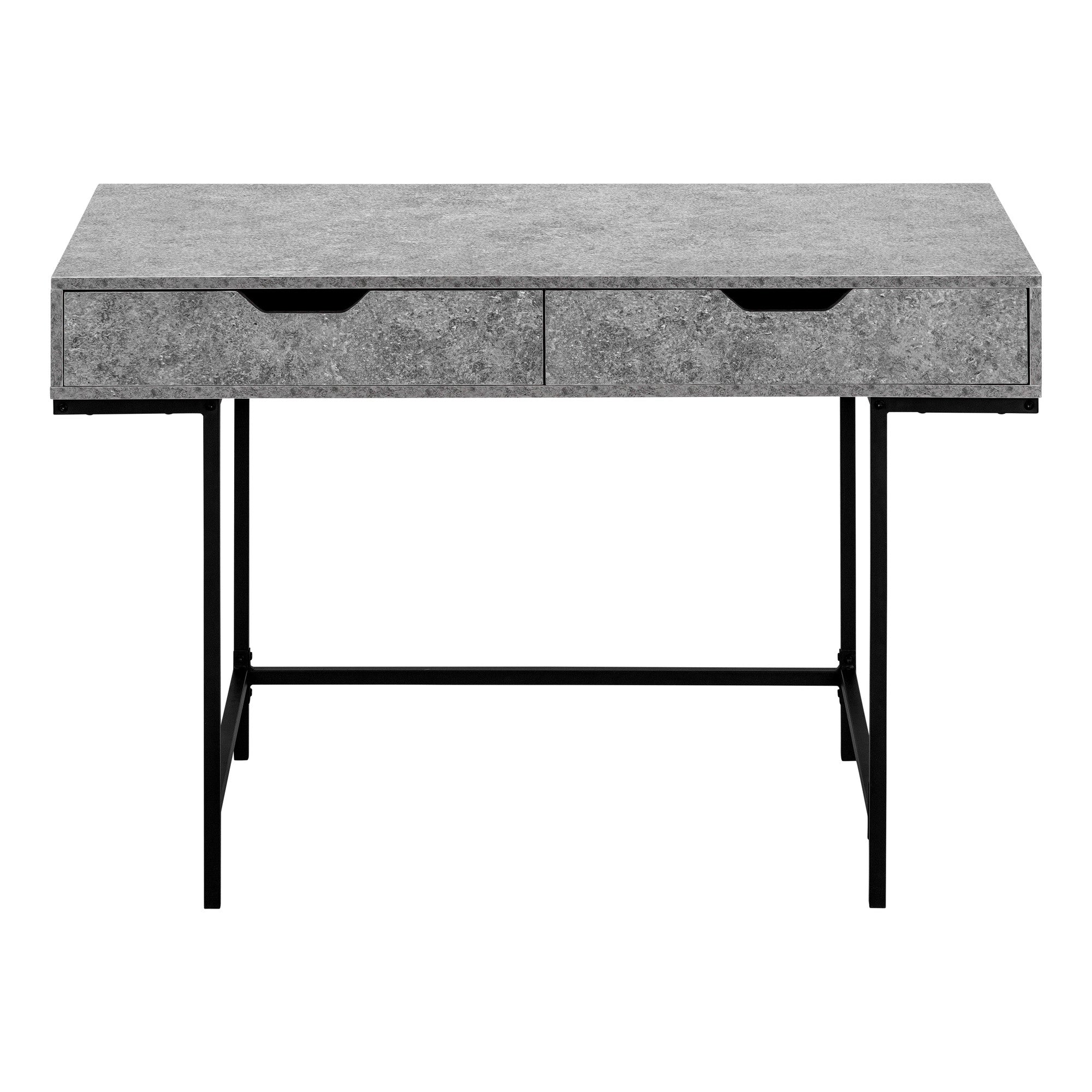 47" Gray and Black Wood and Metal H-Shape Computer Desk With Two Drawers Homeroots Office