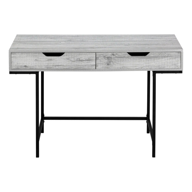 47" Gray and Black Wood and Metal H-Shape Computer Desk With Two Drawers Homeroots Office