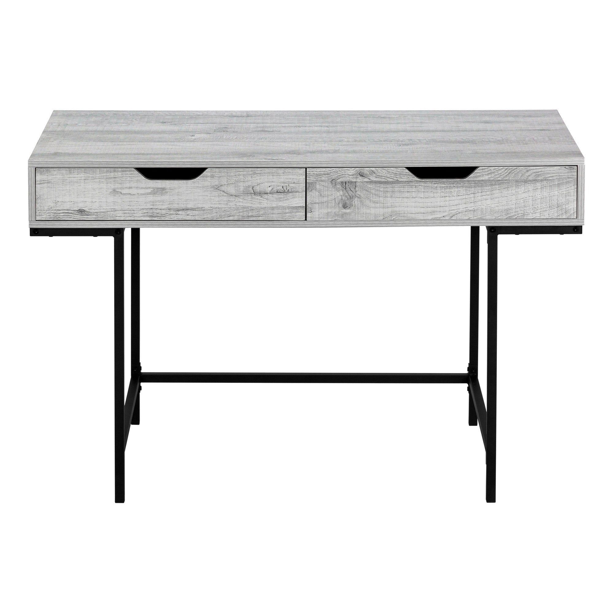 47" Gray and Black Wood and Metal H-Shape Computer Desk With Two Drawers Homeroots Office