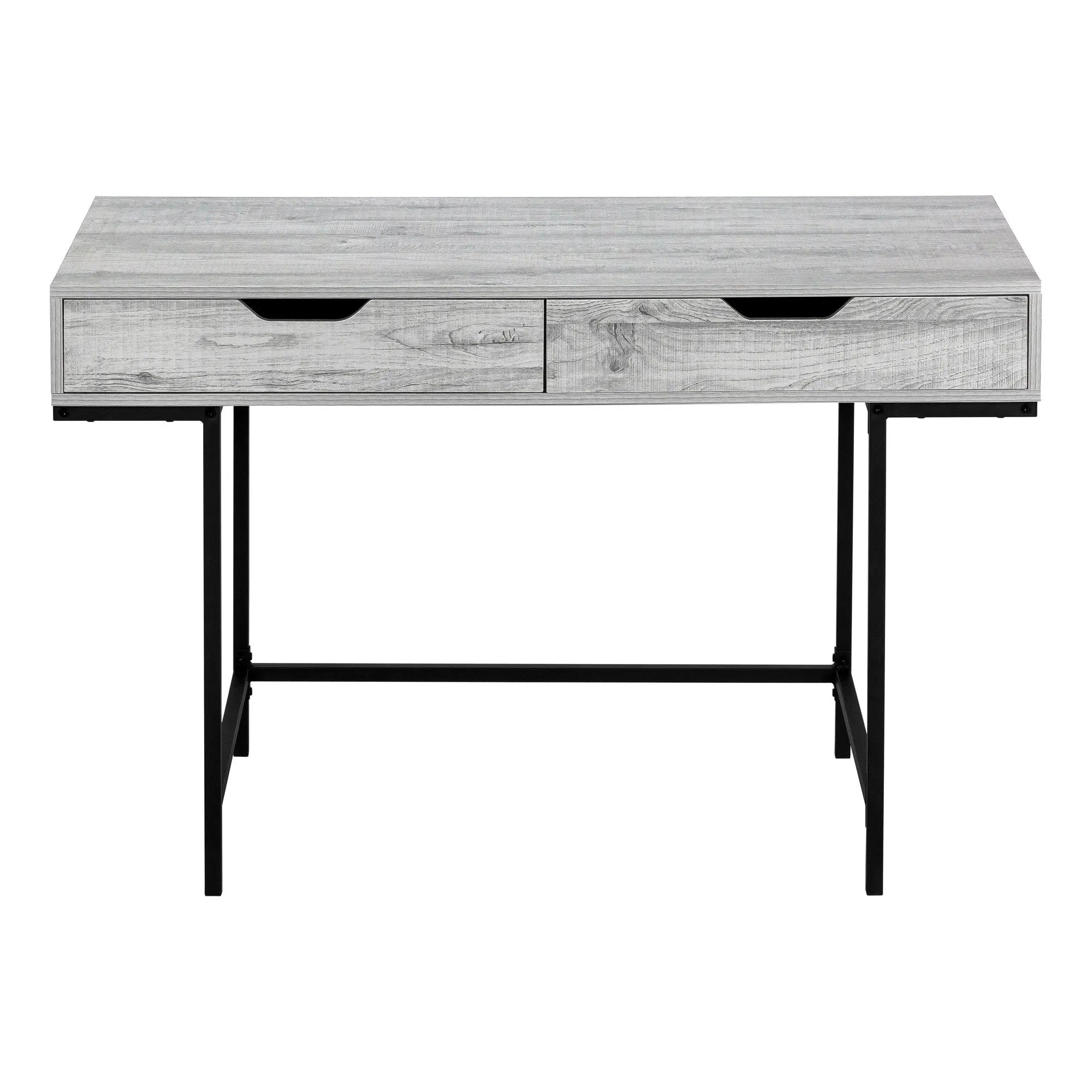 47" Gray and Black Wood and Metal H-Shape Computer Desk With Two Drawers Homeroots Office