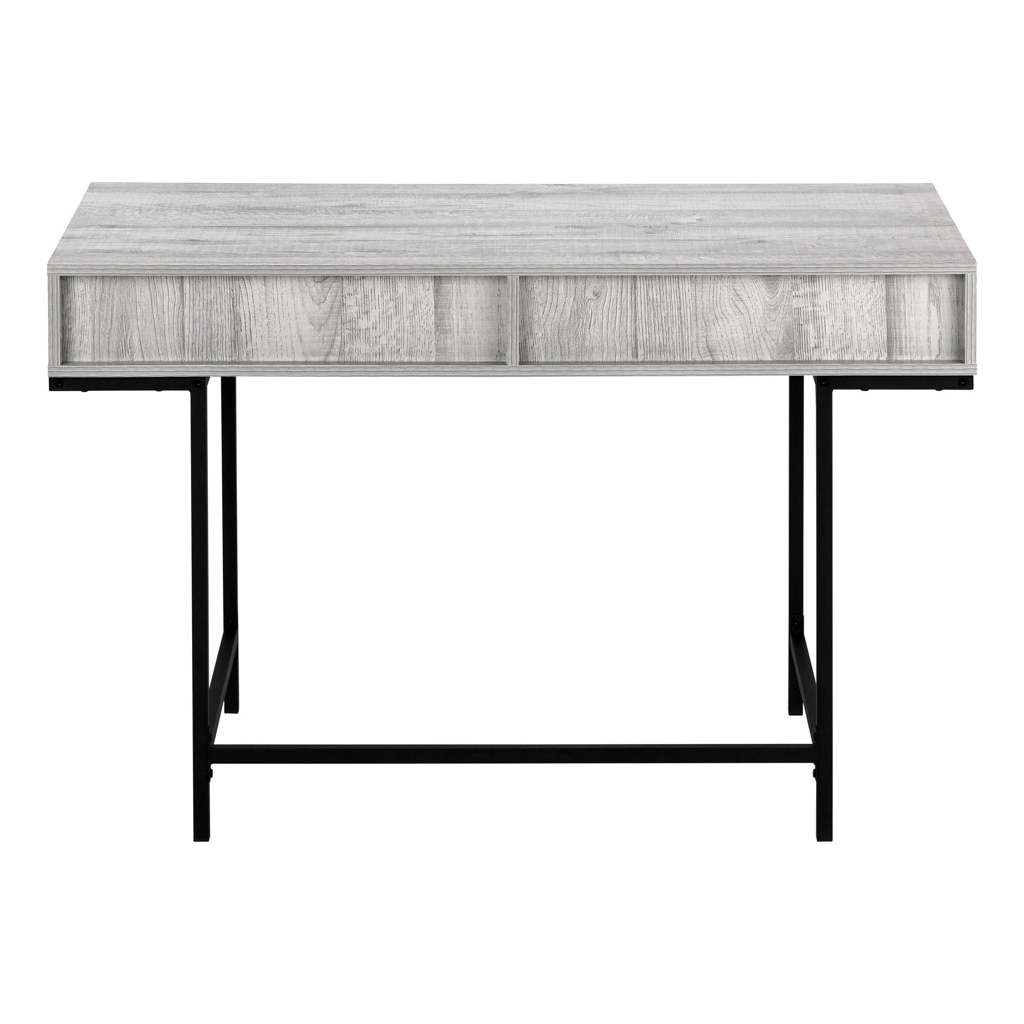 47" Gray and Black Wood and Metal H-Shape Computer Desk With Two Drawers Homeroots Office