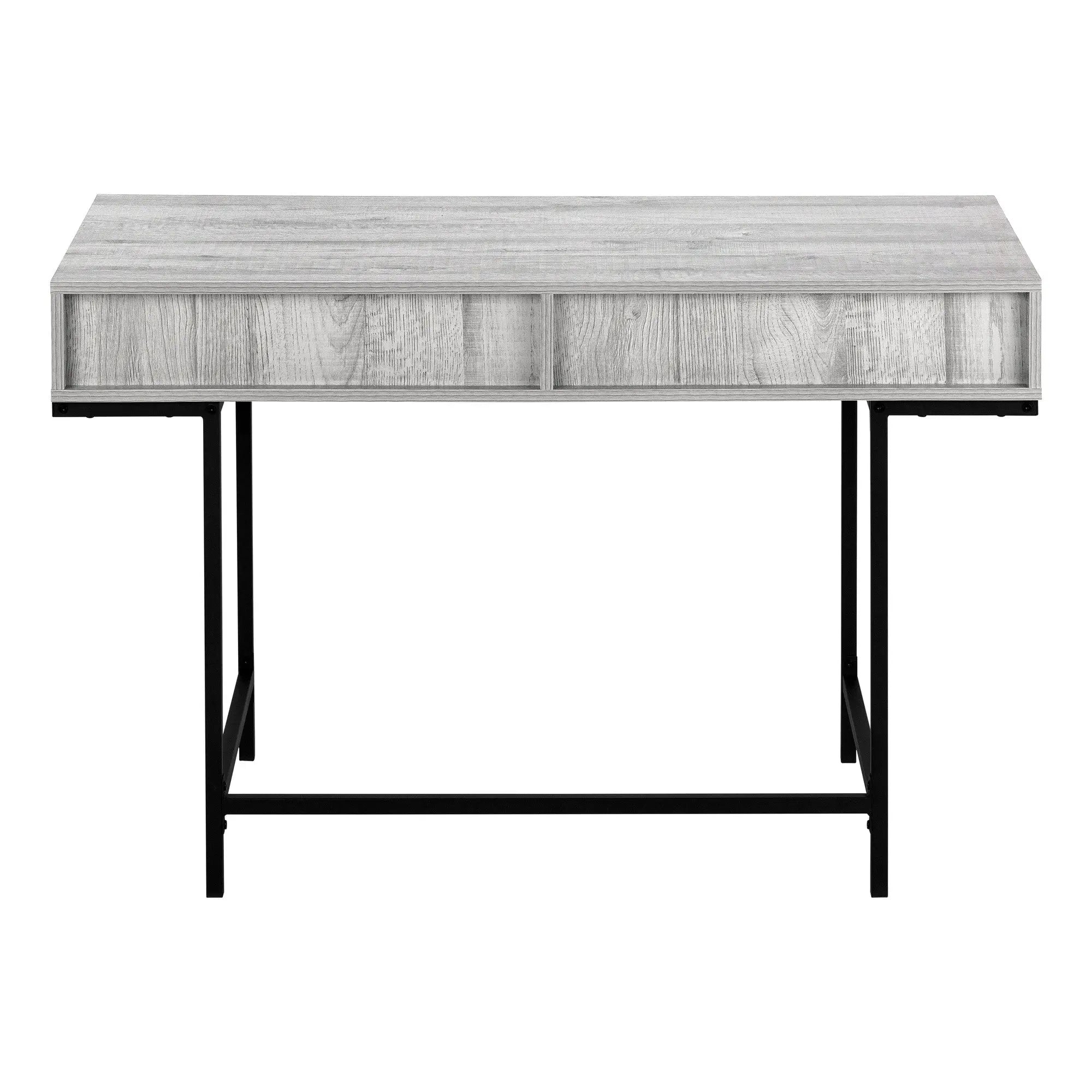 47" Gray and Black Wood and Metal H-Shape Computer Desk With Two Drawers Homeroots Office