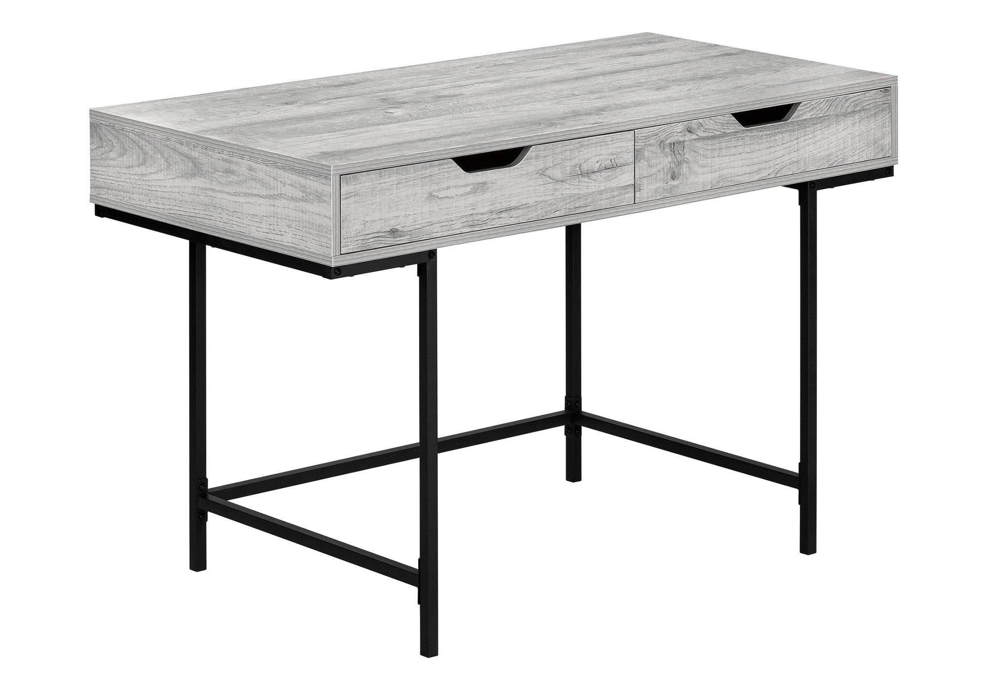 47" Gray and Black Wood and Metal H-Shape Computer Desk With Two Drawers Homeroots Office