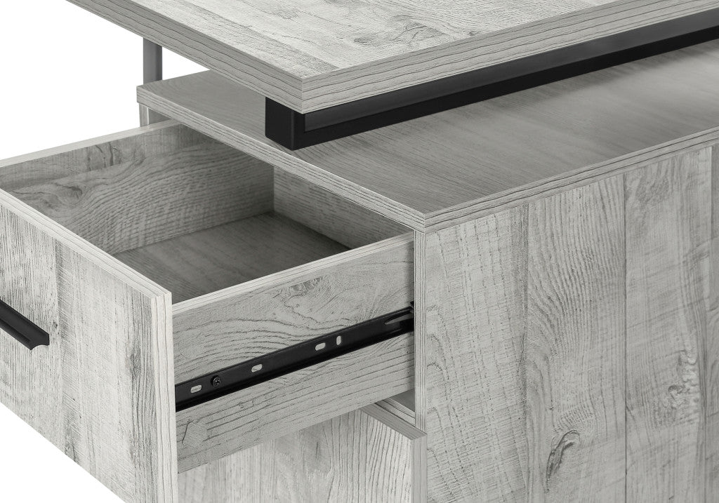 47" Gray and Black Wood and Metal Sled Computer Desk Homeroots Office