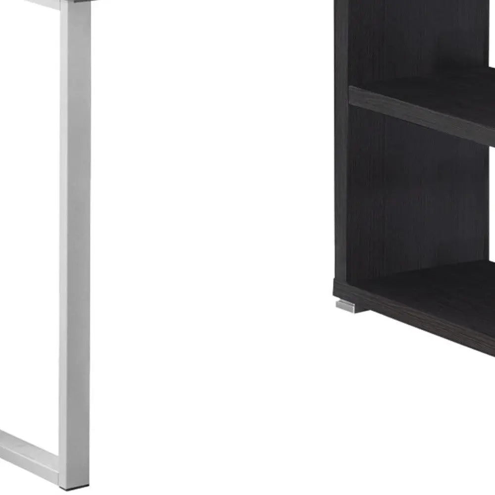 47" Gray and Silver L Shape Computer Desk With Three Drawers - GreatEagleInc