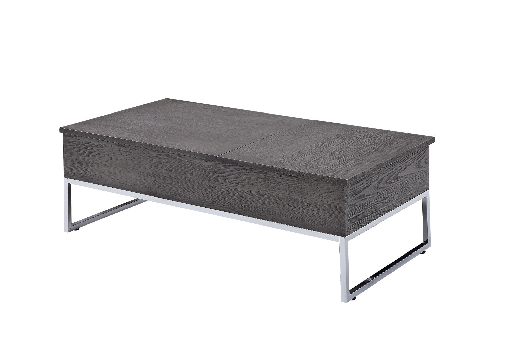 47" Gray and Silver Wood Lift Top Frame Coffee Table - GreatEagleInc