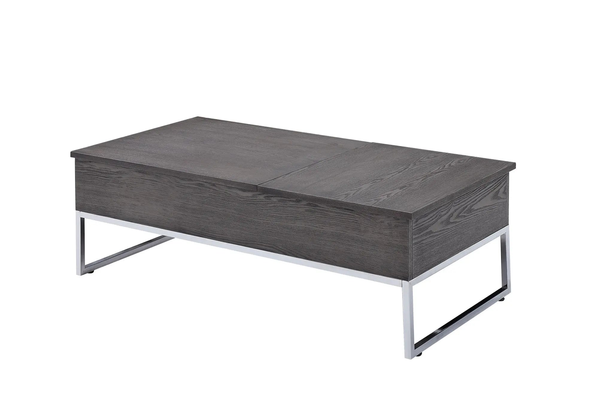 47" Gray and Silver Wood Lift Top Frame Coffee Table - GreatEagleInc