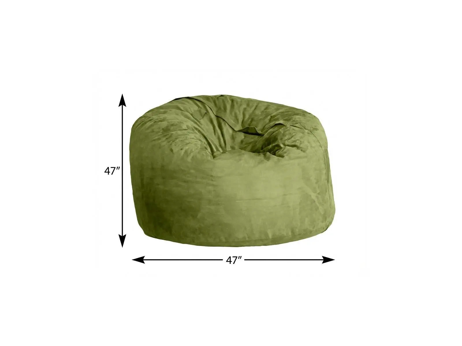 47" Green Microsuede Classic Bean Bag Homeroots Living Room