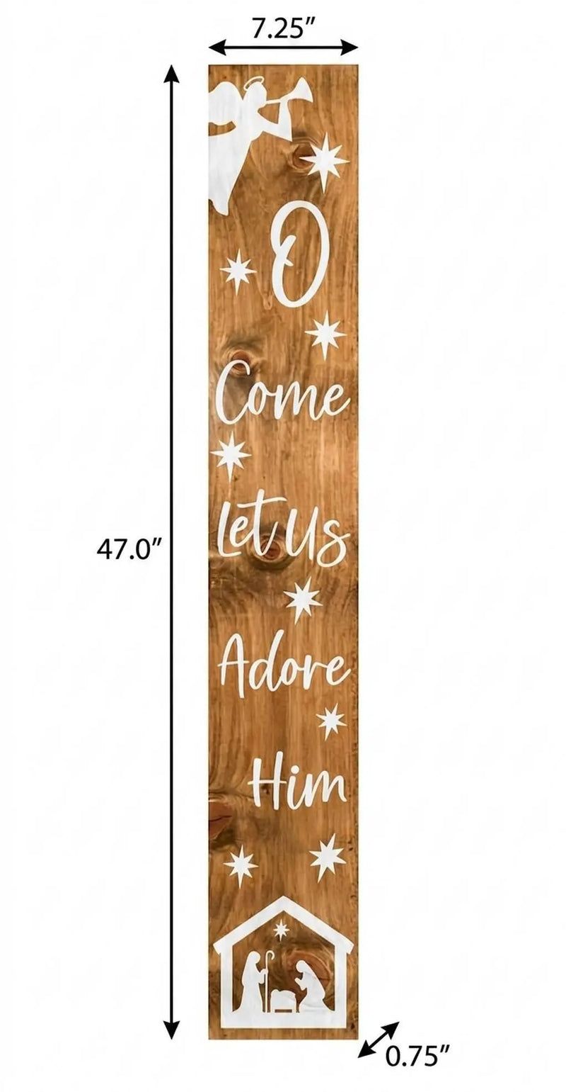 47" Natural And White Solid Wood Christmas Pilgrim Porch Sign Homeroots Outdoor