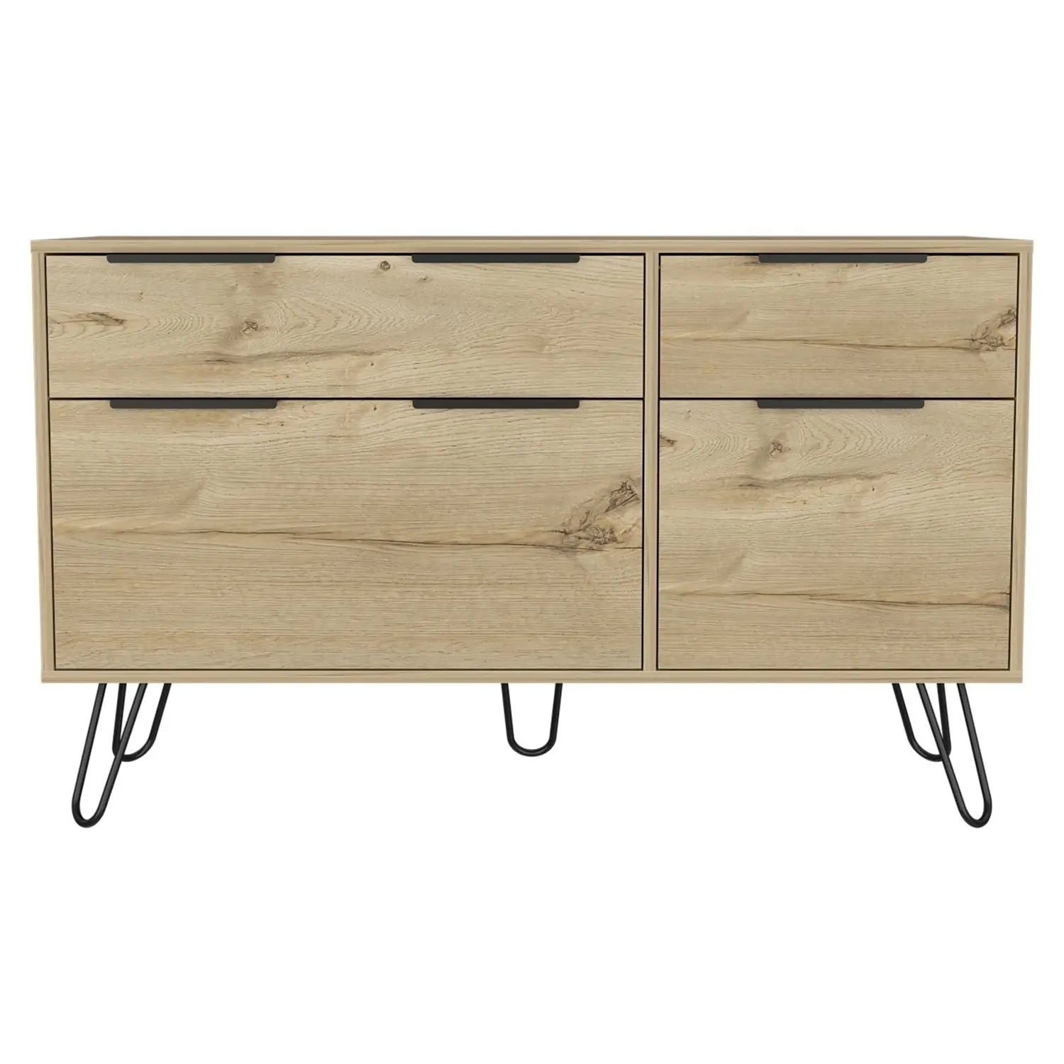 47" Natural Four Drawer Double Dresser Homeroots Bed & Bath