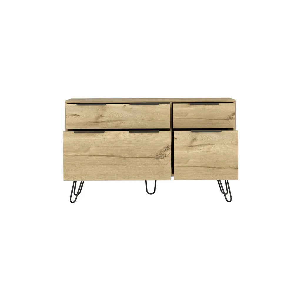 47" Natural Four Drawer Double Dresser Homeroots Bed & Bath