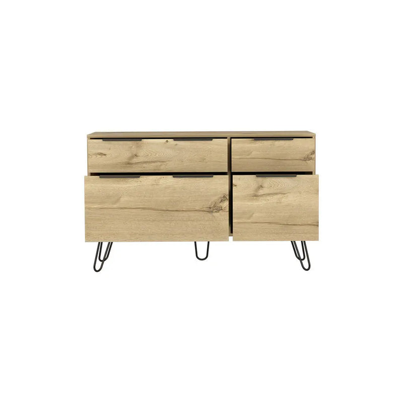 47" Natural Four Drawer Double Dresser Homeroots Bed & Bath