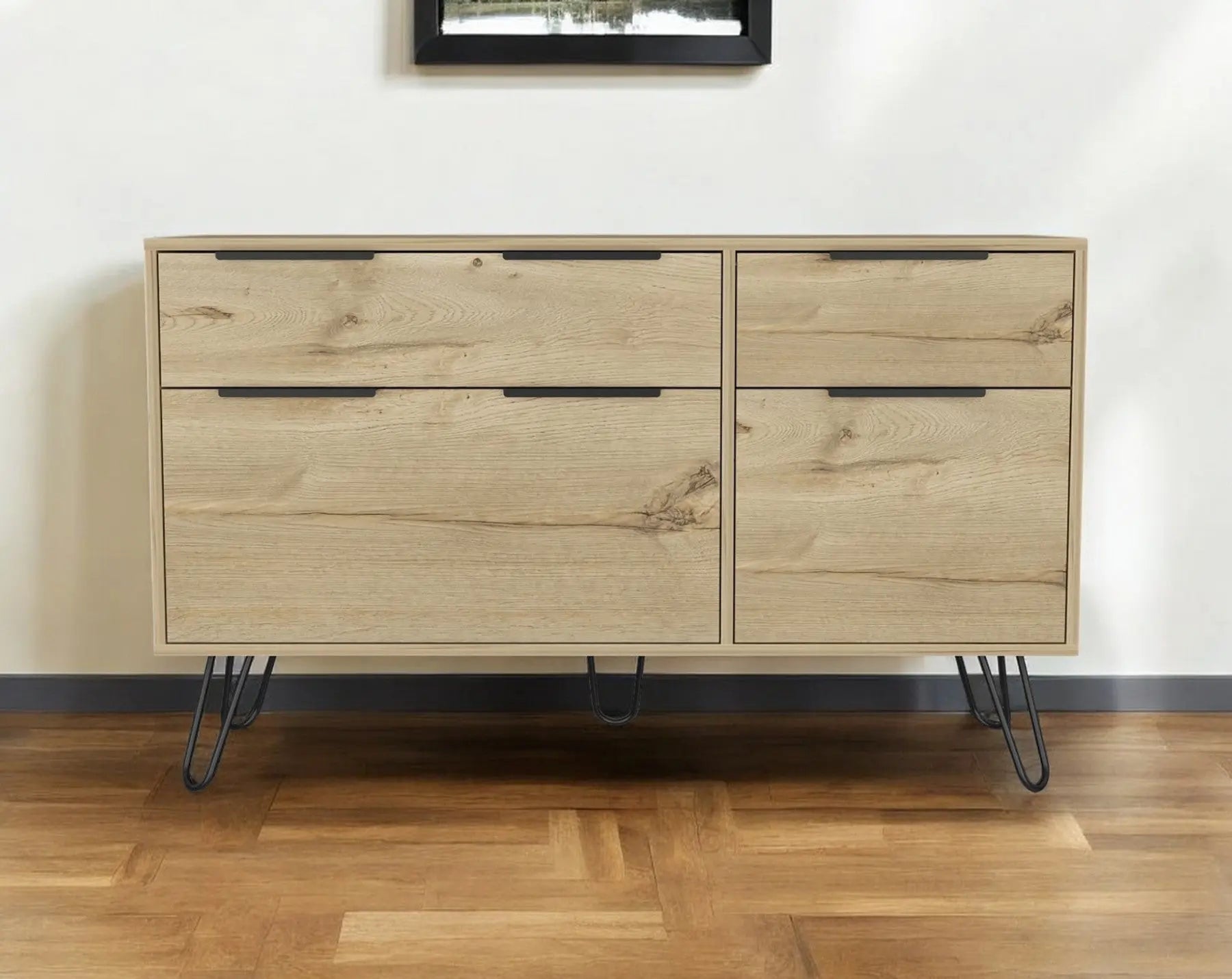 47" Natural Four Drawer Double Dresser Homeroots Bed & Bath