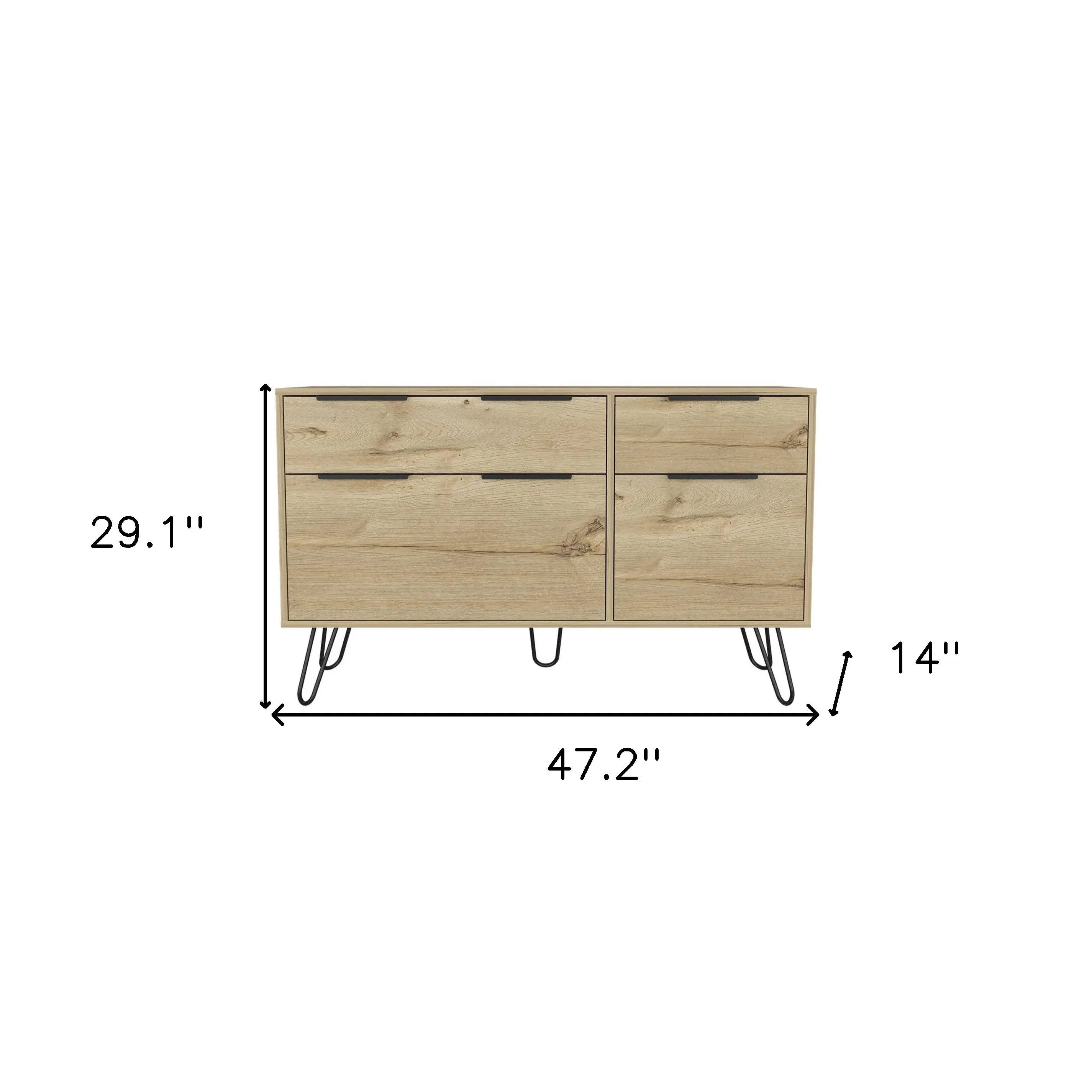 47" Natural Four Drawer Double Dresser Homeroots Bed & Bath