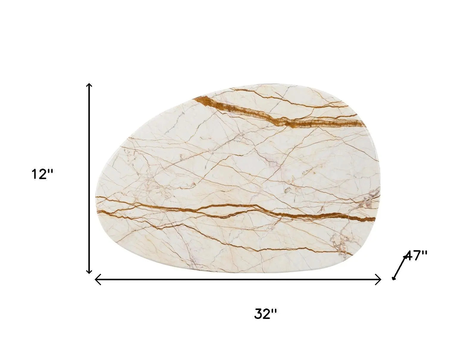 47" Natural and Brown Genuine Marble and Wood Oval Coffee Table Homeroots Living Room