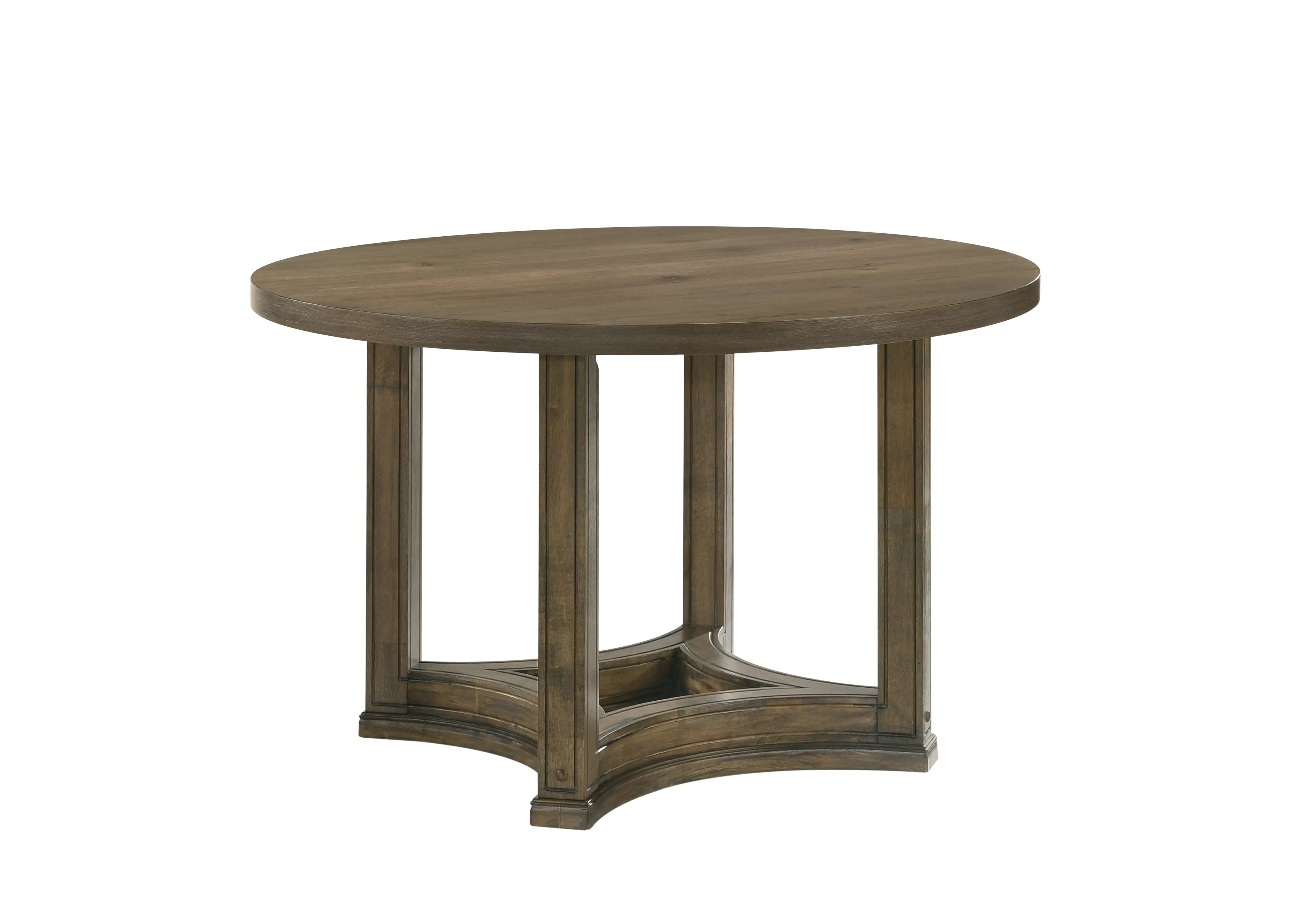 47" Oak Solid Wood Frame Base Round Top Dining Table Homeroots Kitchen & Dining