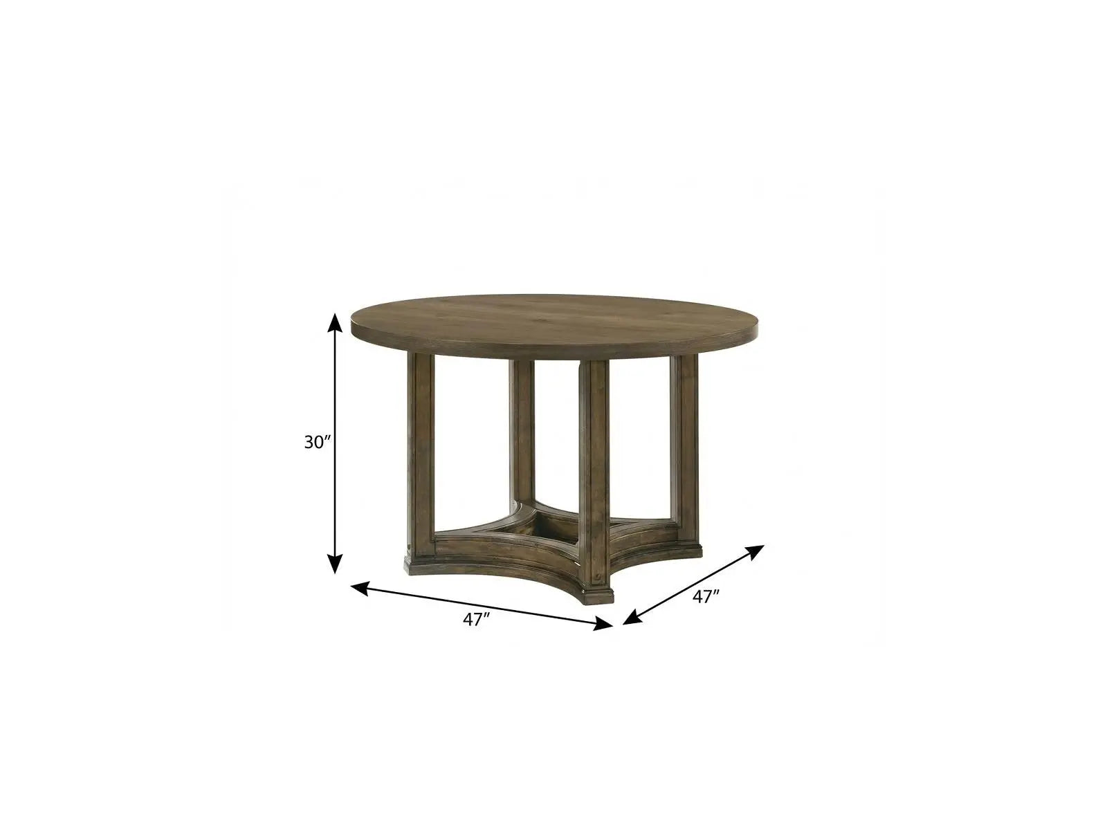 47" Oak Solid Wood Frame Base Round Top Dining Table Homeroots Kitchen & Dining