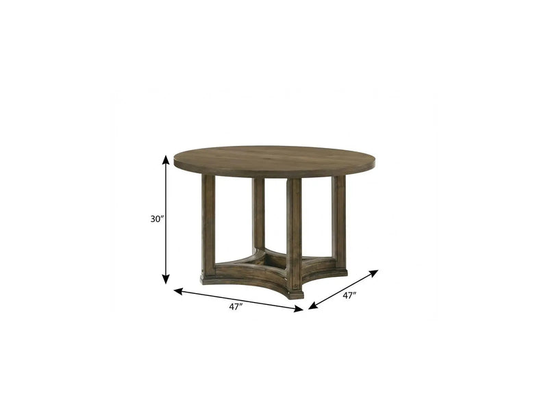 47" Oak Solid Wood Frame Base Round Top Dining Table Homeroots Kitchen & Dining