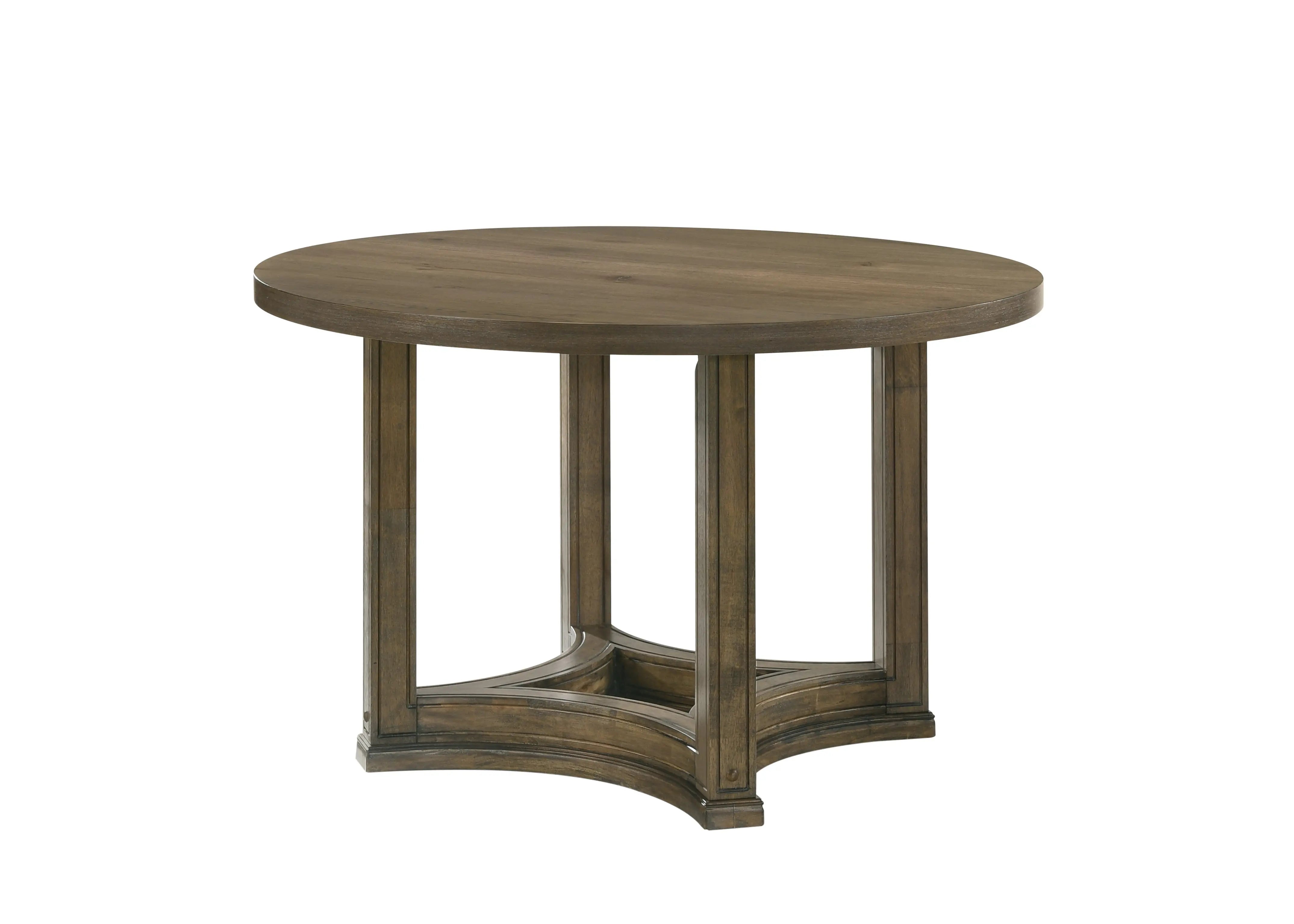47" Oak Solid Wood Frame Base Round Top Dining Table Homeroots Kitchen & Dining