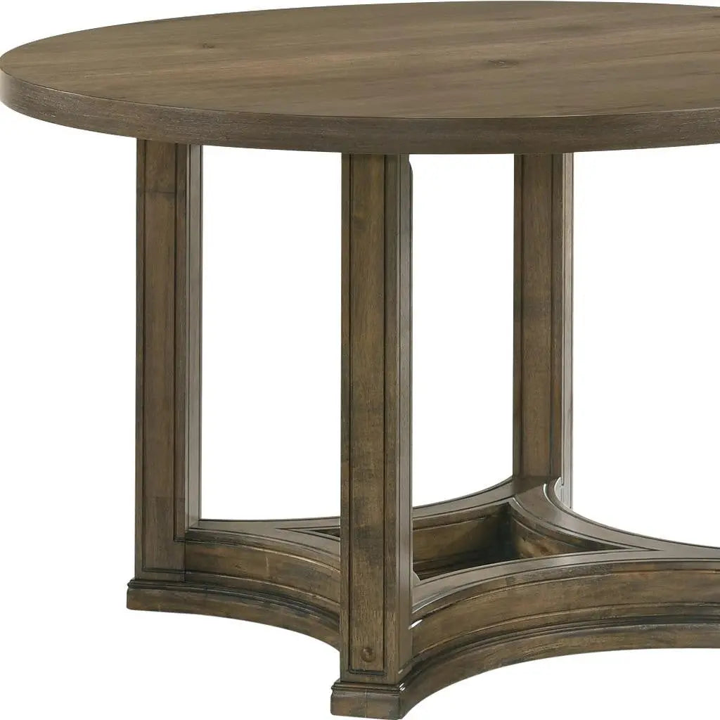 47" Oak Solid Wood Frame Base Round Top Dining Table Homeroots Kitchen & Dining